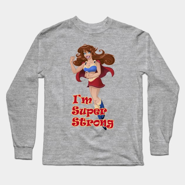 Woman Super Hero Shows Muscled Arm Long Sleeve T-Shirt by LironPeer